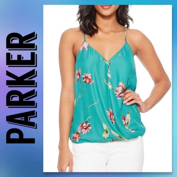 NWT Parker Harlow Top in Teal Magnolia - Picture 1 of 9